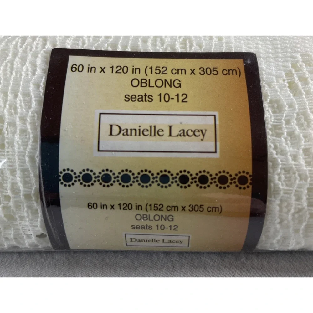 Danielle Lacey Designs Ivory Lace Oblong Tablecloth 60x120 Cottage Core SEALED